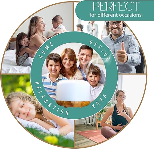 Miniatura 4 de Mystic Romance Difusor de aceite esencial, humidificador de aromaterapia de 16.9 fl oz y luz nocturna para un ambiente relajante en la oficina en