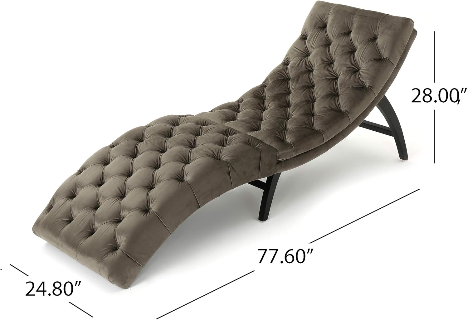 Christopher Knight Home Garret Tufted Velvet Chaise Lounge, Grey / Dark Brown : Home & Kitchen