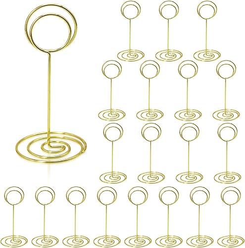 Paquete de 20 soportes para números de mesa, soportes para números de mesa de 3.35 pulgadas, soporte para tarjetas de lugar para bodas, fiestas,