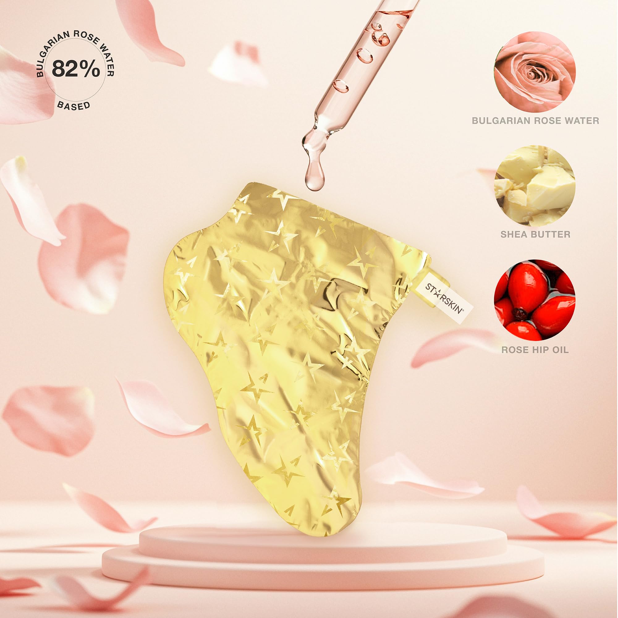 STARSKIN VIP Gold Fußmaske, 4x16g, Pflegende Feuchtigkeitsmaske mit Sheabutter und Rosenöl, Koreanische Hautpflege