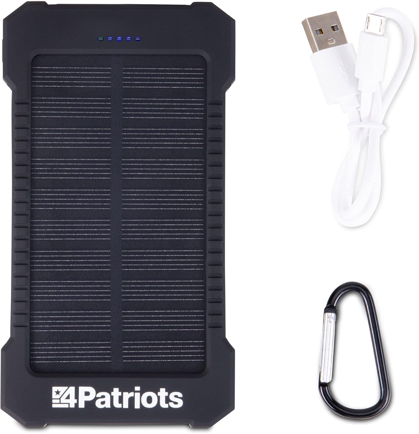 4Patriots Patriot Power Cell: Portable Solar Power Bank - Rechargeable External Battery 2 USB Ports, 8,000 mAh Lithium Ion Battery, LED Flashlight and IP67 Water Resistant for Hiking or Emergencies