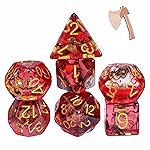 UDIXI 7PCS Polyhedral D&D Dice Set, 7-Die Resin DND Dice Set Axe Design for Role Playing Games as RPG Tabletop Games (Barbarian)