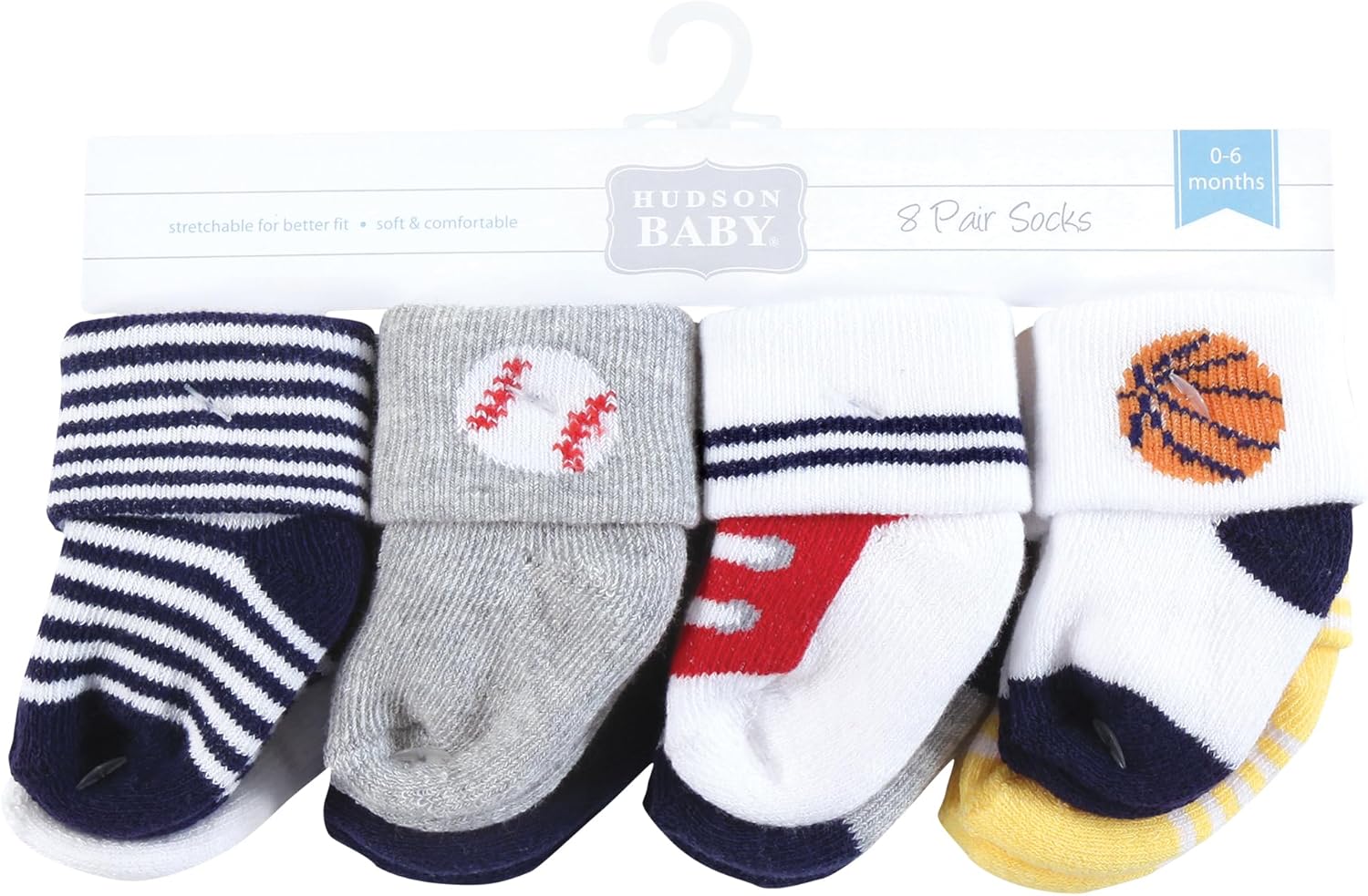 Hudson Baby Infant Boy Cotton Rich Newborn and Terry Socks, Sports Rookie, 6-12 Months - Image 2