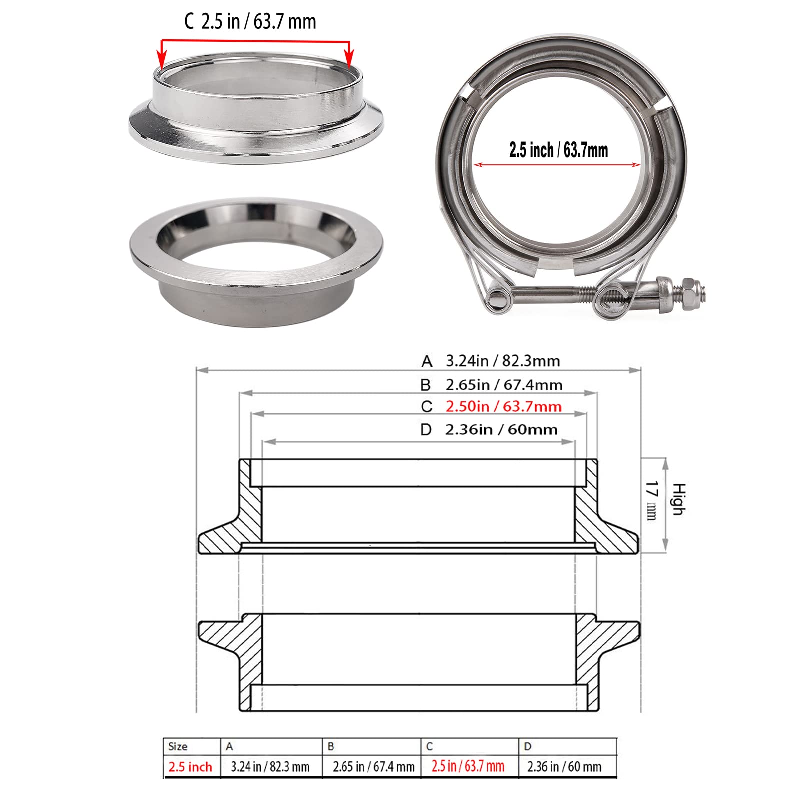 Connettore Scarico Auto Flangia Riparazione Universale 55mm - Connettore Tubo Scarico Auto Con Guarnizione Flangia Riparazione Scarico - Foto 7