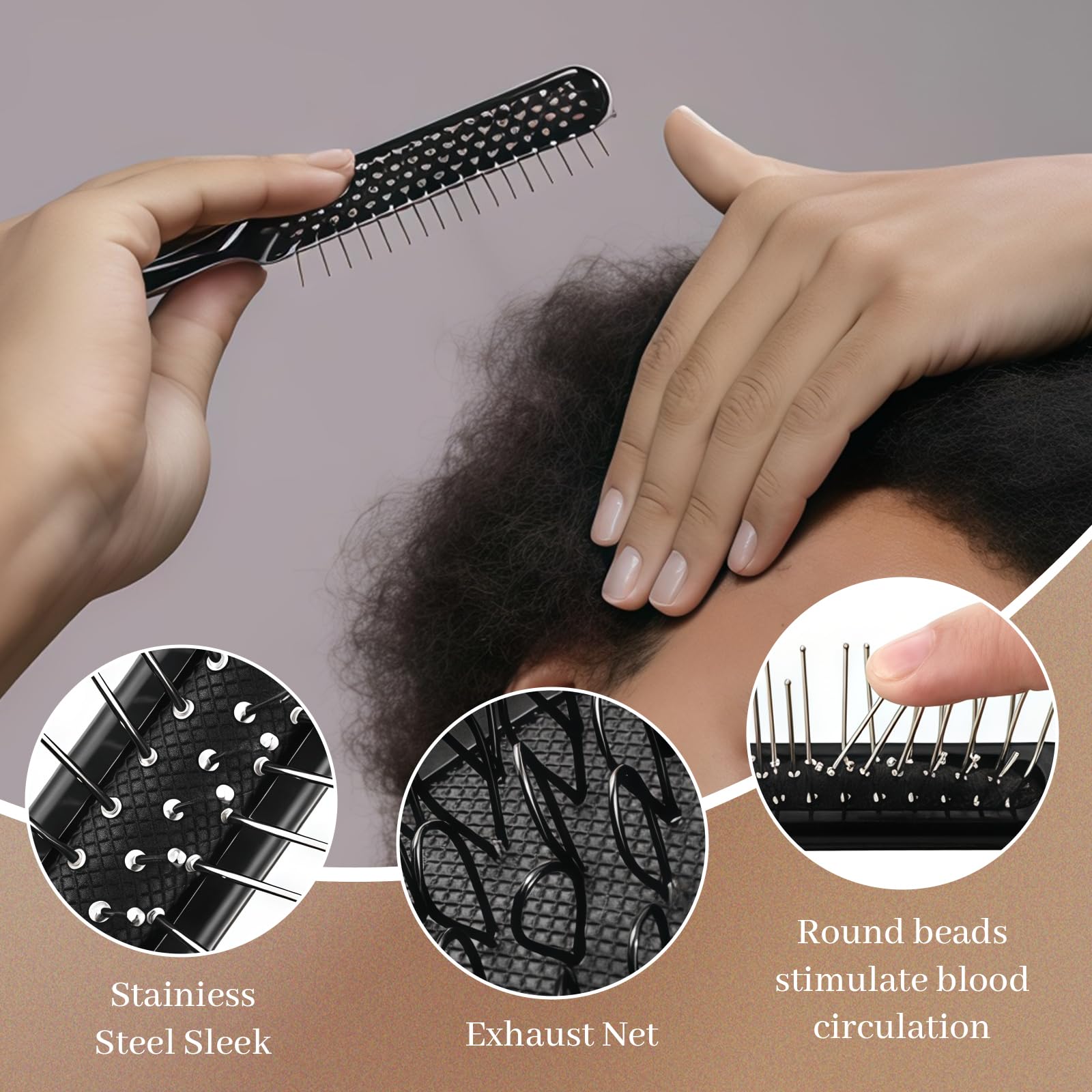 AstraGlam 3PCS Wig Brush and Comb Set, Brushes for Synthetic and Natural Wigs Includes Extension Brush and Comb - Image 4