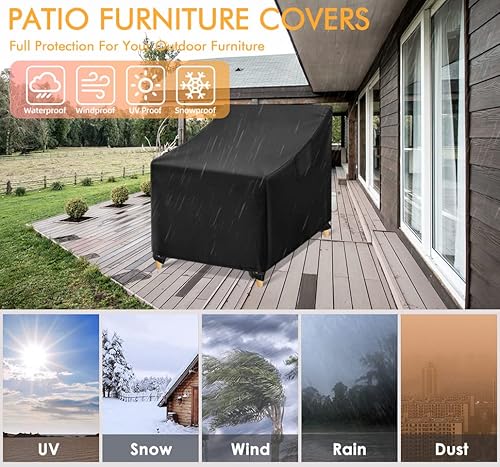 Wleafj Outdoor Chair Covers Waterproof, Black Lawn Patio Furniture Covers, Heavy Duty Wicker Garden Sofa Chair Cover thumb #4