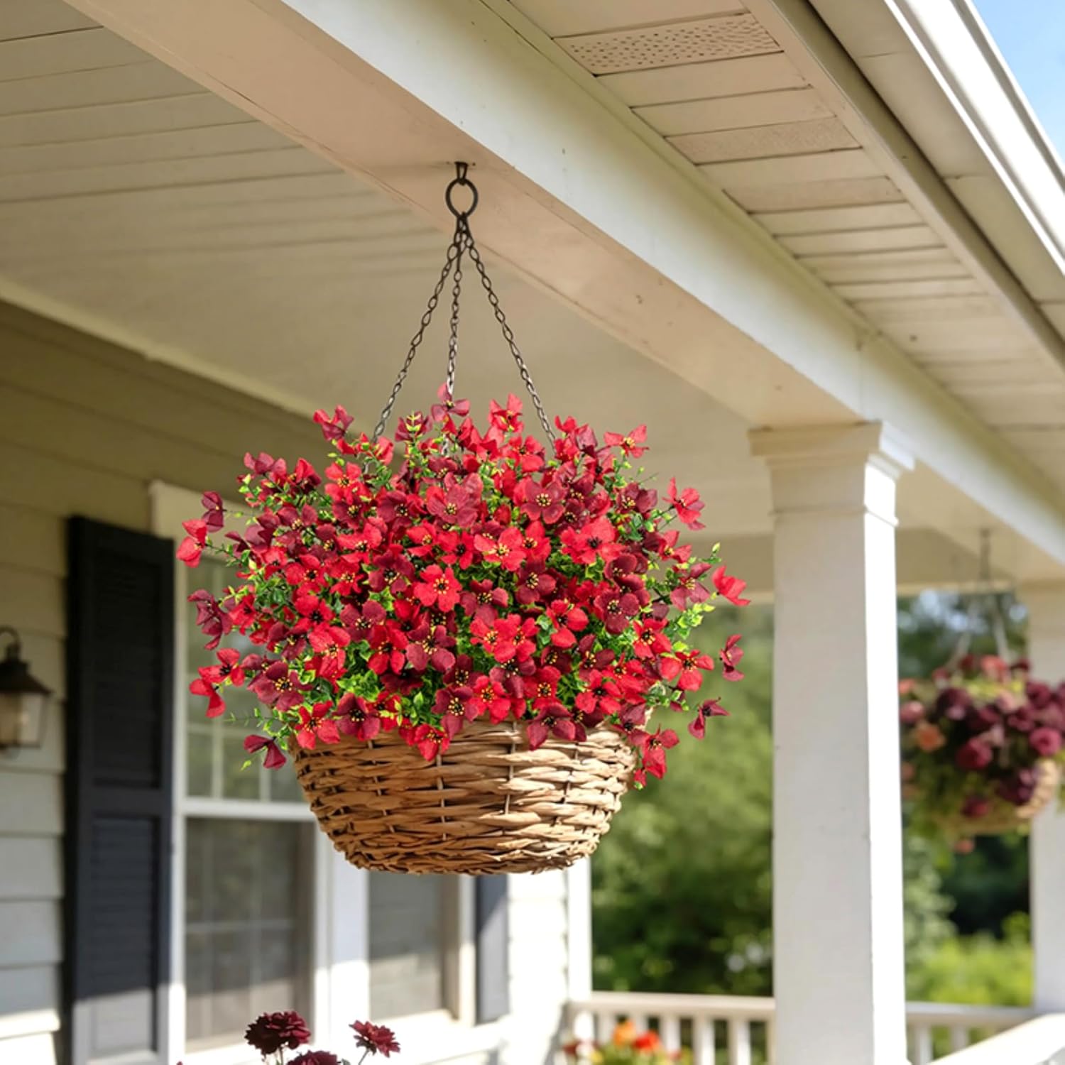 Ouddy Decor 16 Pcs Artificial Flowers for Outdoors Decorations Realistic Fake Silk Flowers Faux Plastic Plants for Spring Summer Garden Porch Window Box Vase Indoor Outdoor Home Decor, Red Mixed