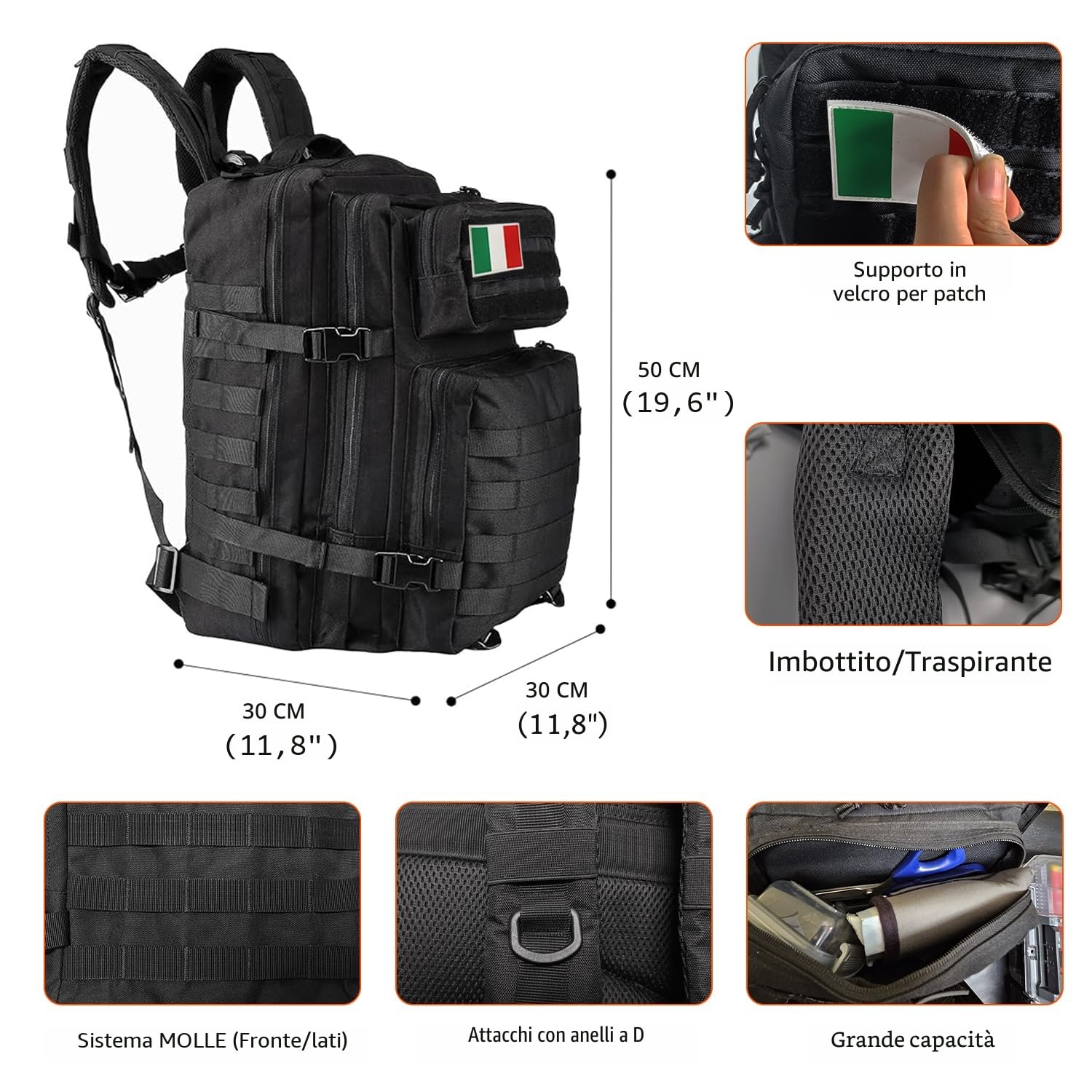 Oreunik Zaino Militare Tattico 45L Impermeabile Grande Viaggio Assalto Scuola