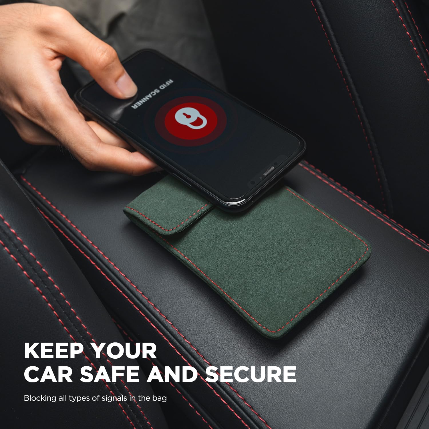 VULKIT 1 Pack Faraday Pouch for Key Fob, Car Key Signal Blocking Bag with Hook and Keyring RFID Anti-Theft Faraday Key Fob Protector