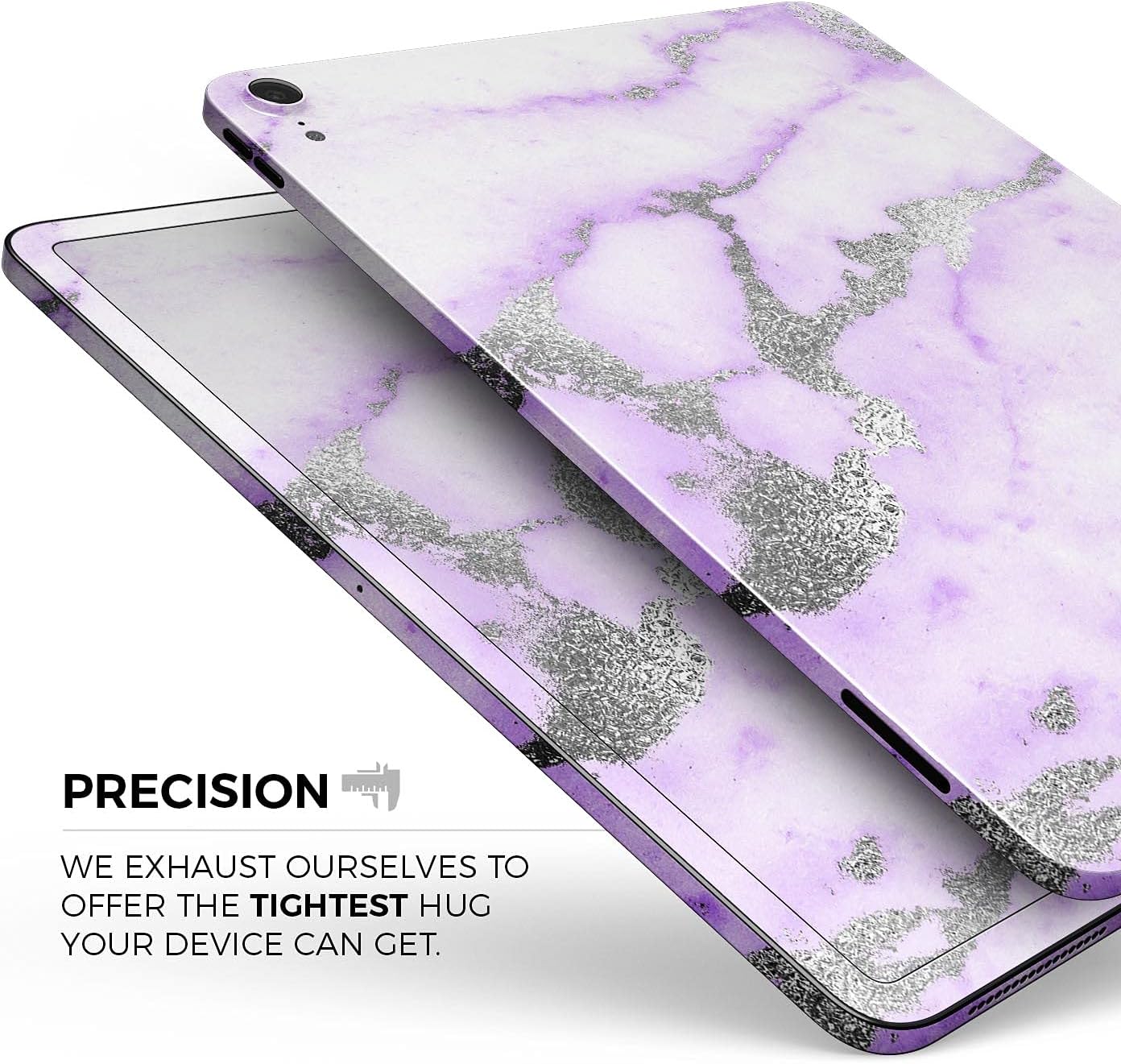 DesignSkinz - Purple Marble & Digital Silver Foil V3 Full-Body Wrap Decal Protective Skin-Kit Compatible with Apple iPad 10.2” 7th gen (A2197/A2200) image 3