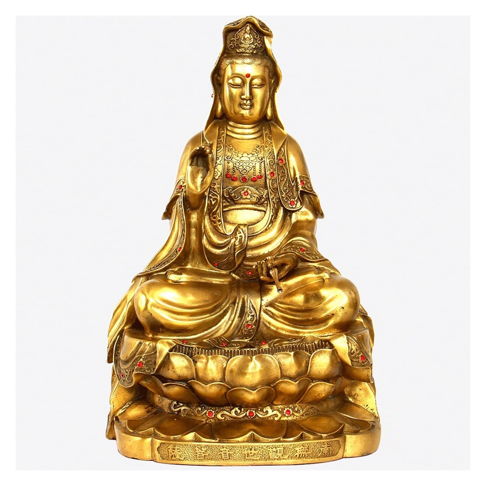 YNBSHGAA Guan Yin Statue 38cm Guan Yin Bodhisattva Gold Copper Statue Sculpture Decoration Protect House Peace Wealth Decoration Suitable for Home Office Hotel? Wealth Prosperity