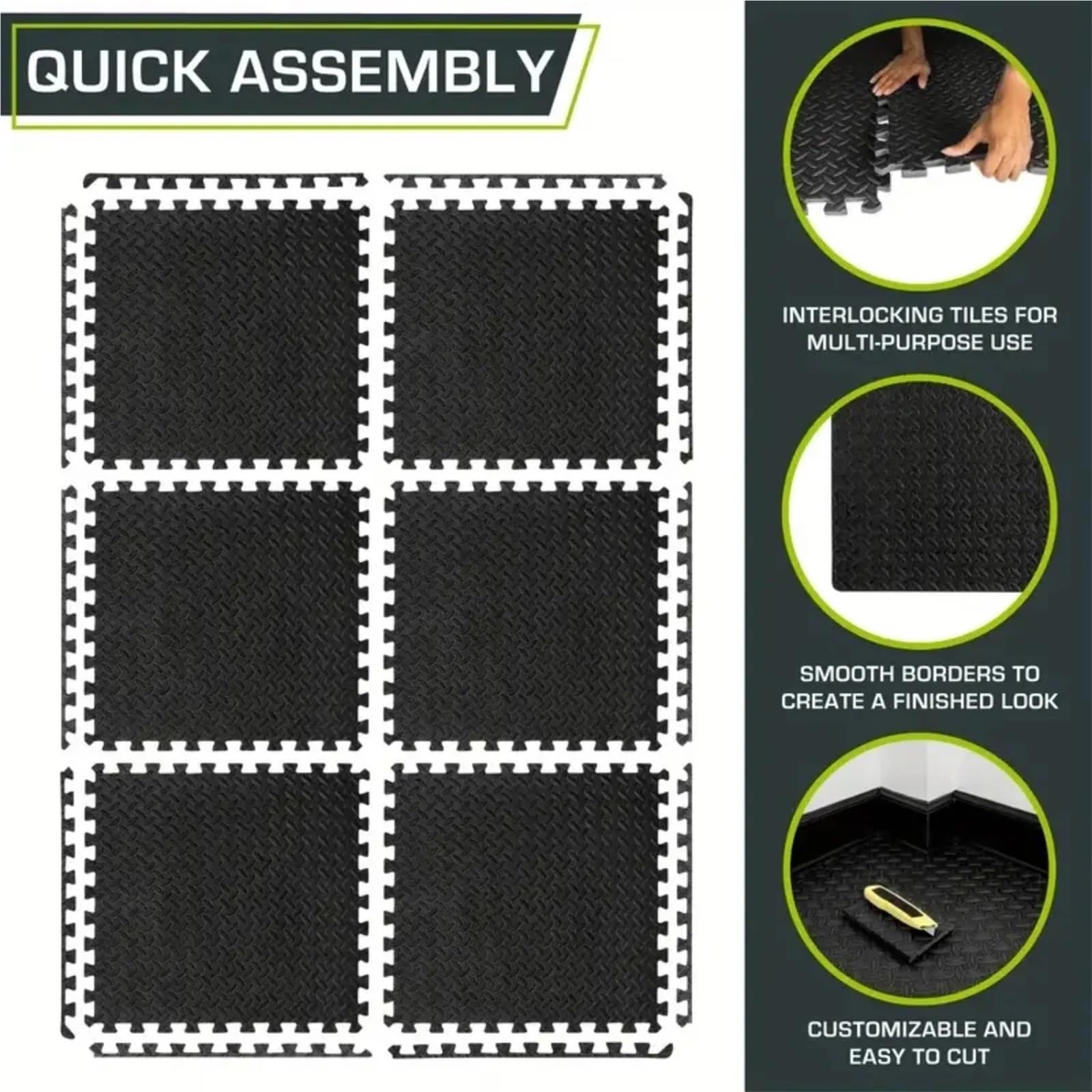 Tappeto Da Fitness A Puzzle Tappetini ad incastro EVA da 16 pezzi, piastrelle portatili antiscivolo e ammortizzanti for yoga fitness