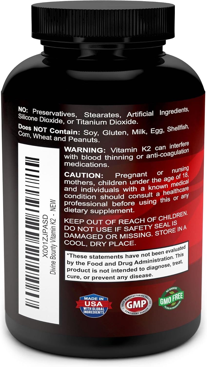 Vitamin K2 (MK7 & MK4) with D3 Supplement - Vitamin K & D as MK-7 100mcg, MK-4 500mcg, and 5000 IU Vitamin D3 3-in-1 Formula - Bone and Heart Support - 90 Non-GMO Vegetarian Capsules