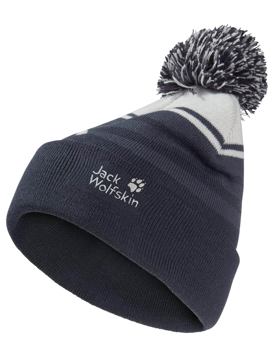 Jack Wolfskin Unisex Kinder Beanie-Mütze Stripy Pompom Beanie K