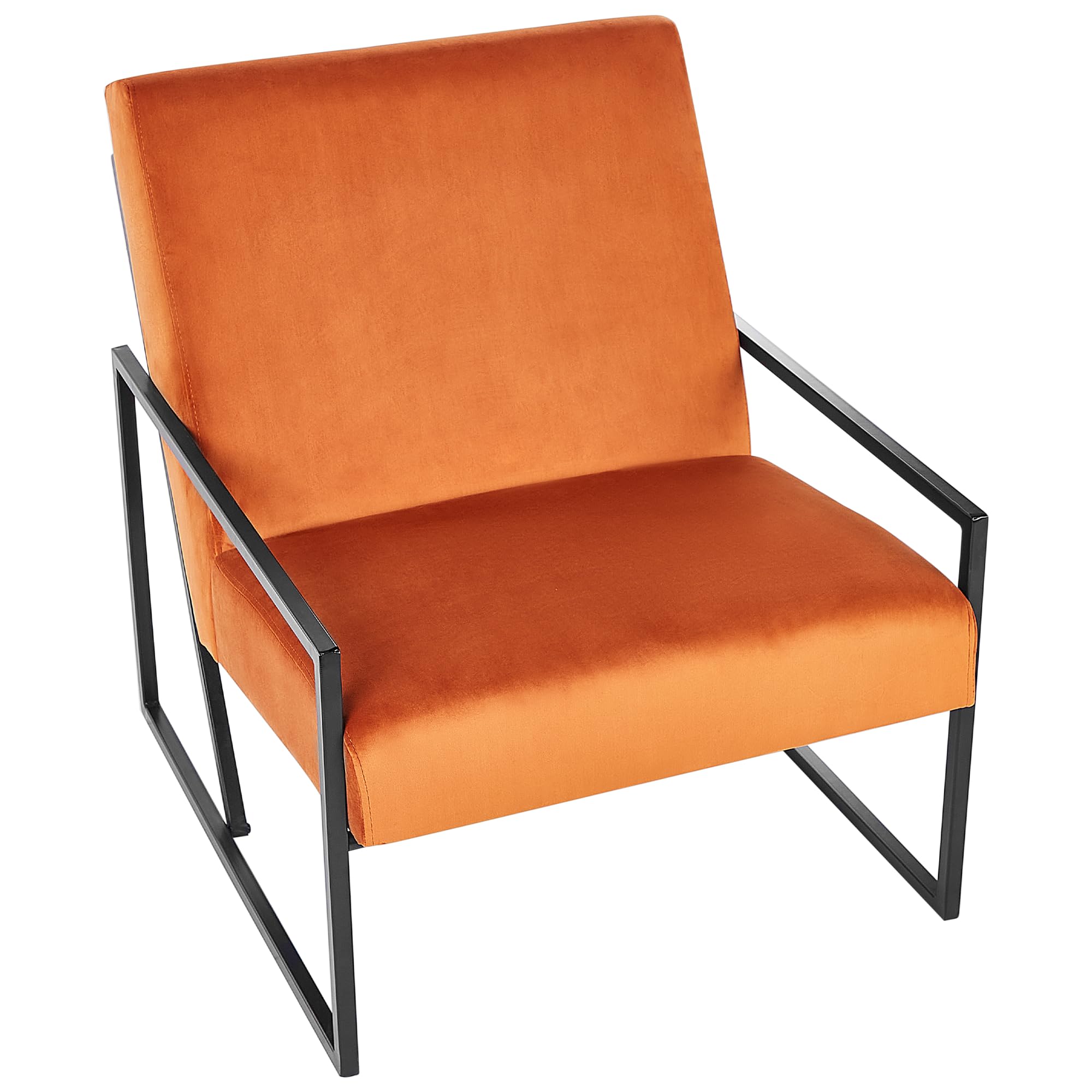 Beliani Sessel Samt orange mit schwarzem Metallgestell Armlehnen Lehne modern Delary