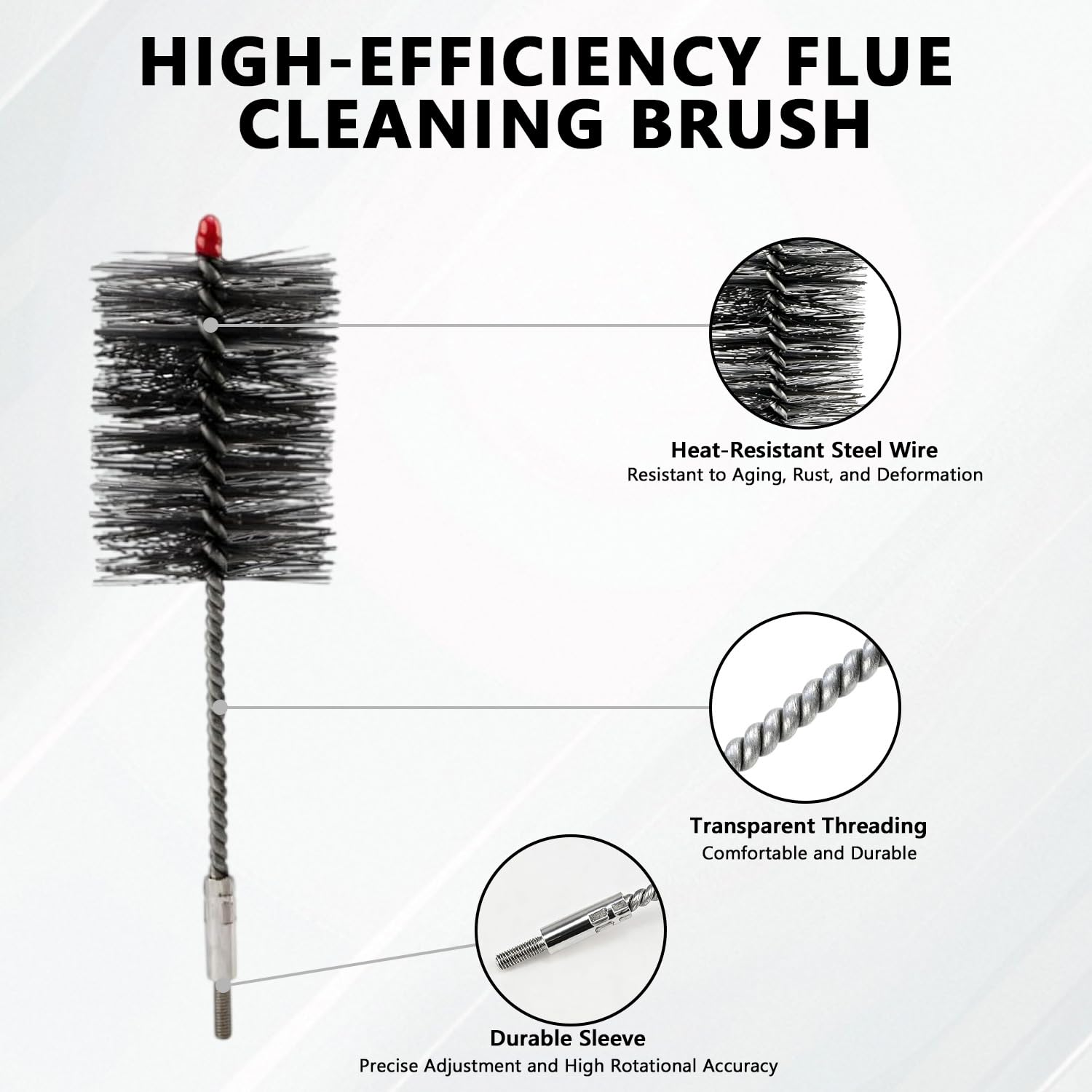 Kit de Ramonage Tire Fils Electrique avec Deux Brosses 60 mm, 10M Aiguille Tire Fil, Nettoyage Tuyaux Fumée