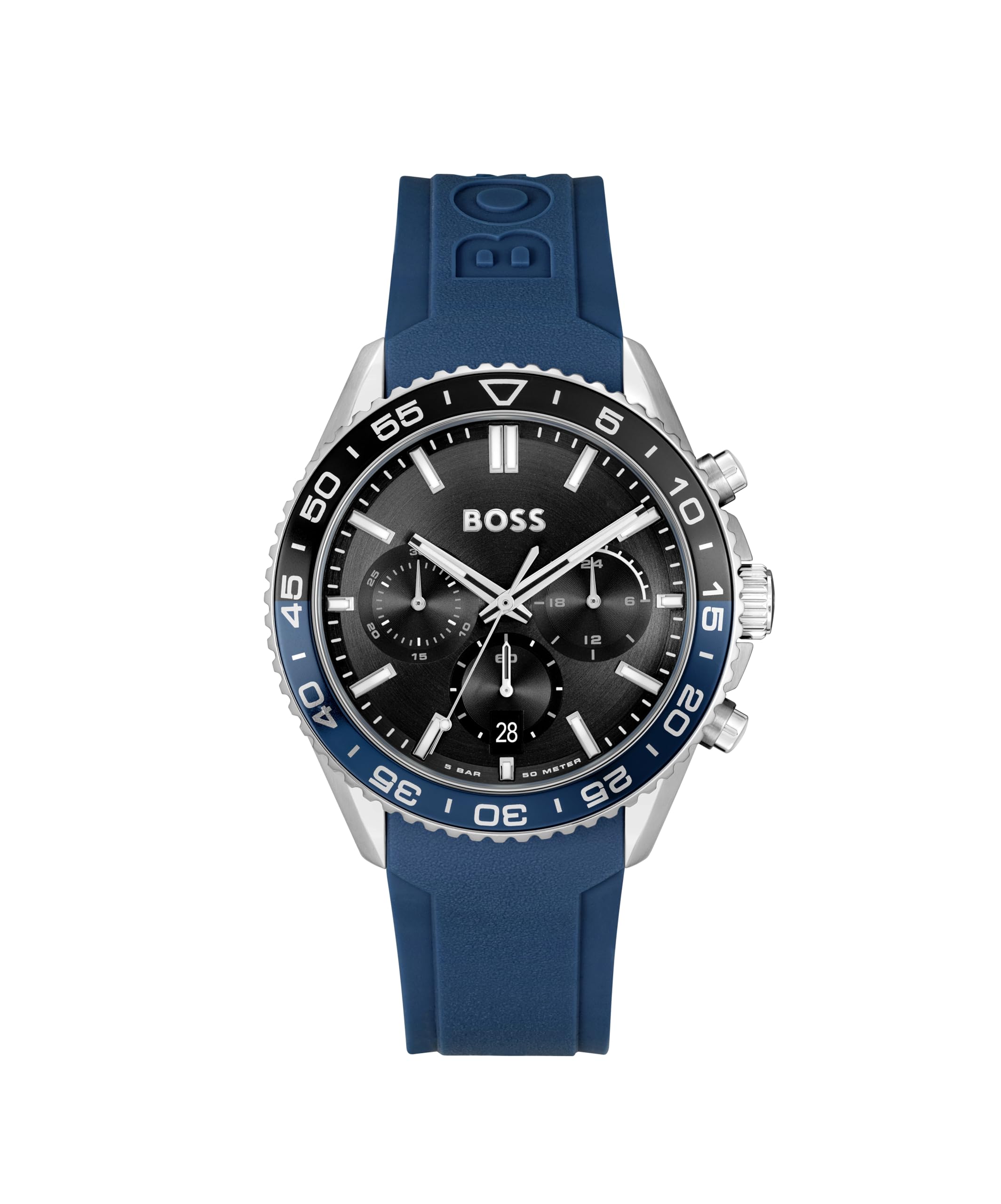 BOSS Chronograf Zegarek Kwarcowy dla Mężczyzn Runner Chrono LE Kolekcja z Niebieską Silikonową Bransoletką - 1514245