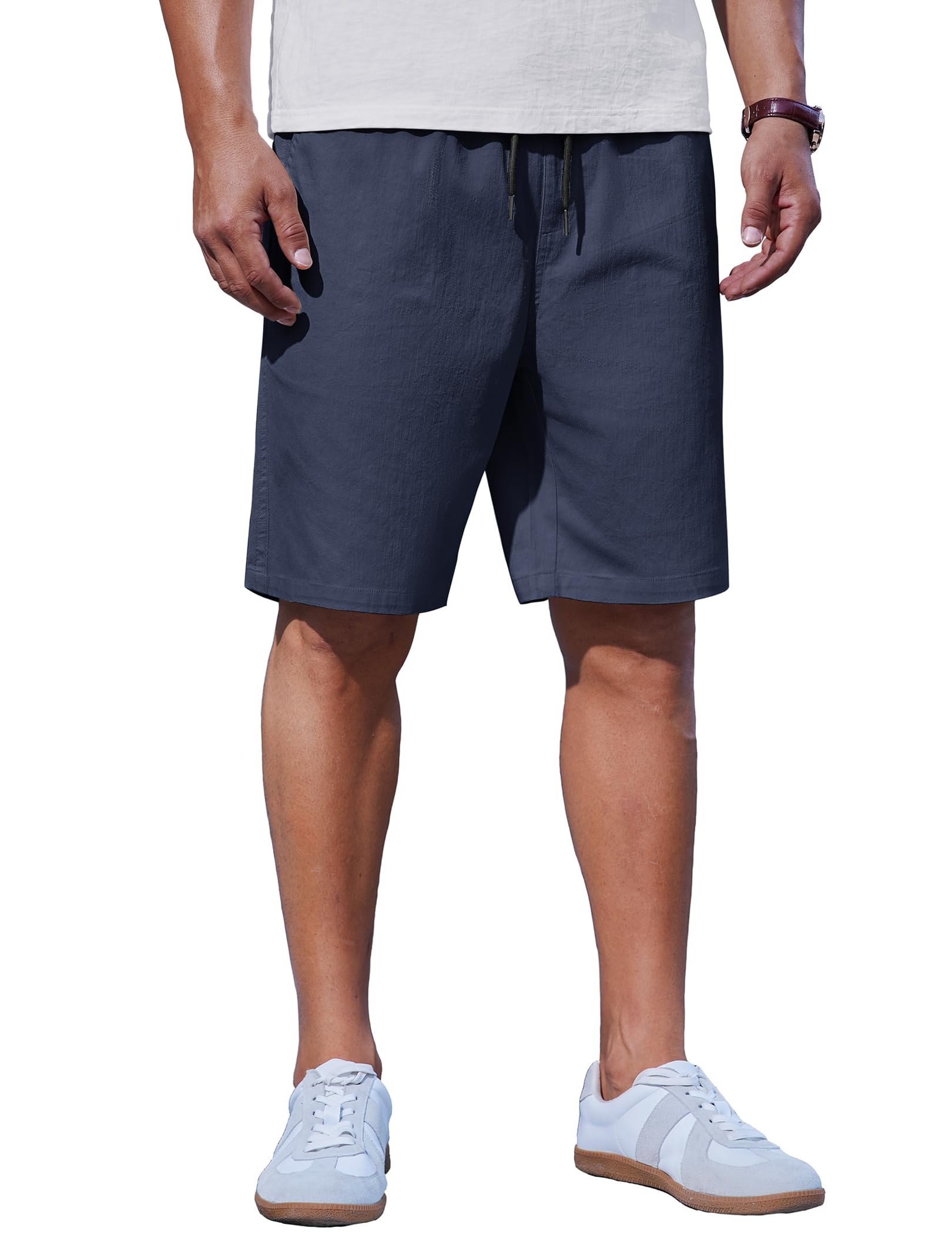 COOFANDY Mens Casual Shorts Cotton Drawstring Summer Shorts Elastic Waist Lightweight Twill Chino Shorts