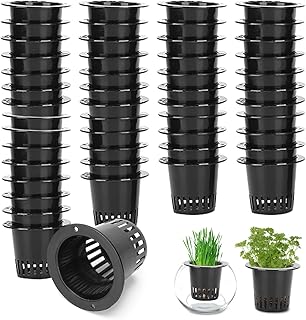 50 Stück Hydrokultur Netztöpfe, 3.5 cm Kunststoff Hydrokultur Pflanzen Mesh Topf Hydroponic Pflanzennetztöpfe für Gemüse, Orchideen, Aquaponik (Schwarz)