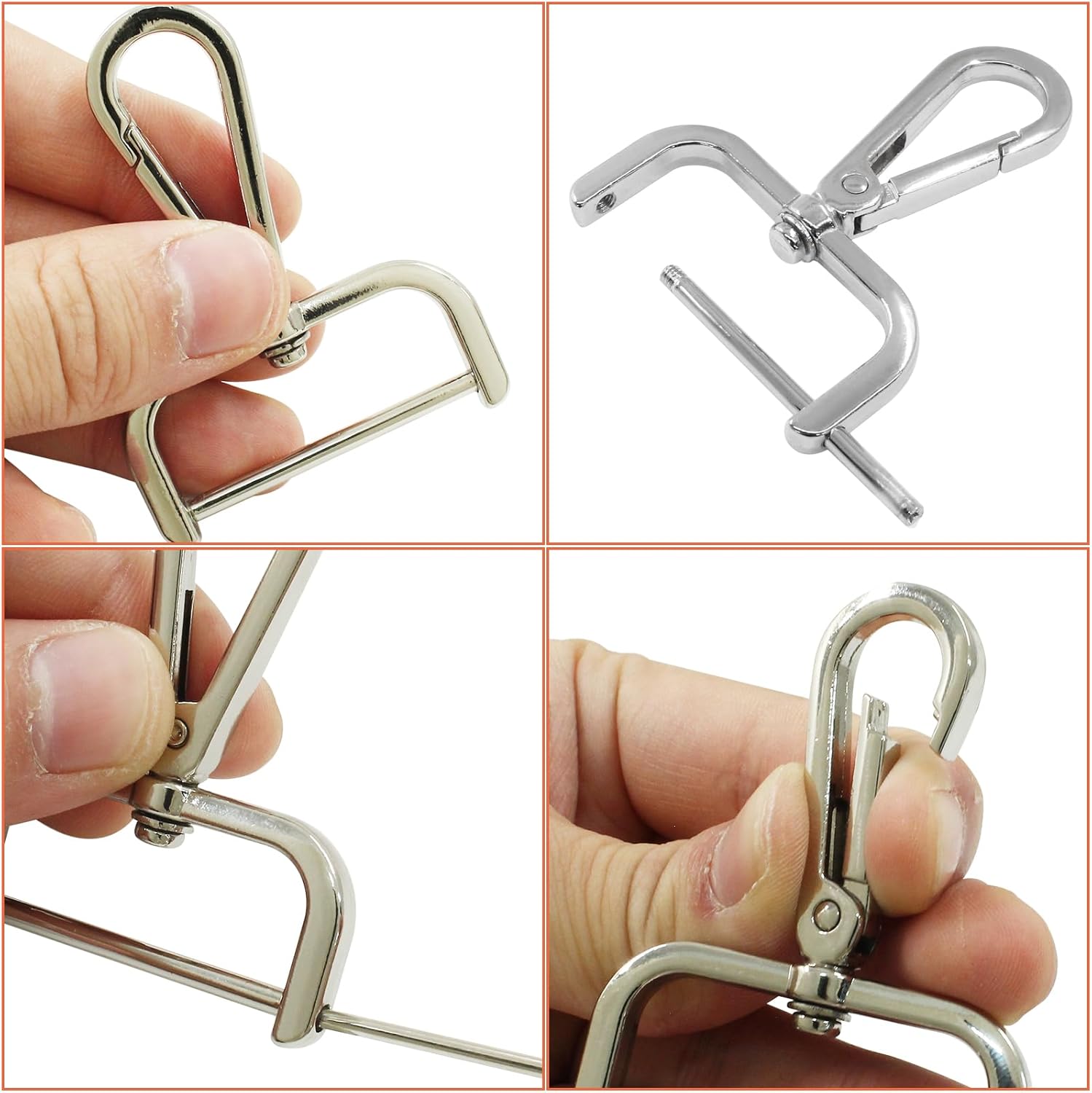 Litoexpe 4 Pack Detachable Snap Hook Swivel Clasp with 1.5 Inch Screw Bar, Silver Heavy Duty Swivel Lobster Claw Clasps, with Cross Screwdriver - Image 3
