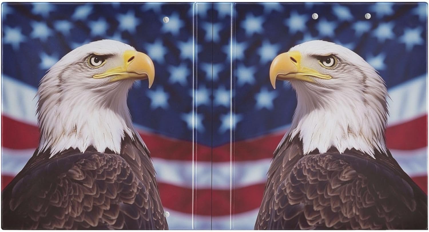 3 Ring Binder 1.5 Inch American Flag Eagle Binder with Clipboard PVC Pockets Fits 8.5 x 11 Inch Paper Holds 200 Sheets for School and Office Supplies
