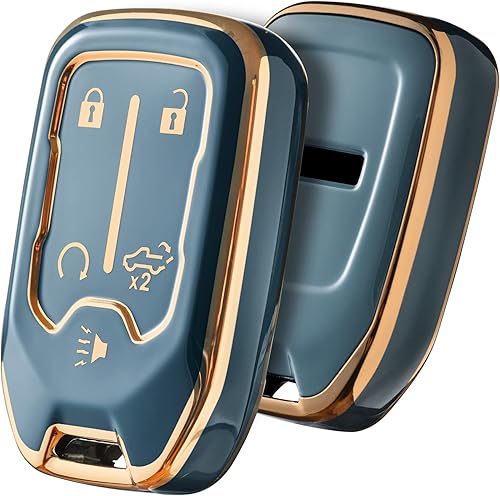 ELOHEI Funda para llavero para Chevy, accesorios de funda para llavero para Chevrolet Silverado Suburban Tahoe GMC Acadia Sierra Terrain Yukon