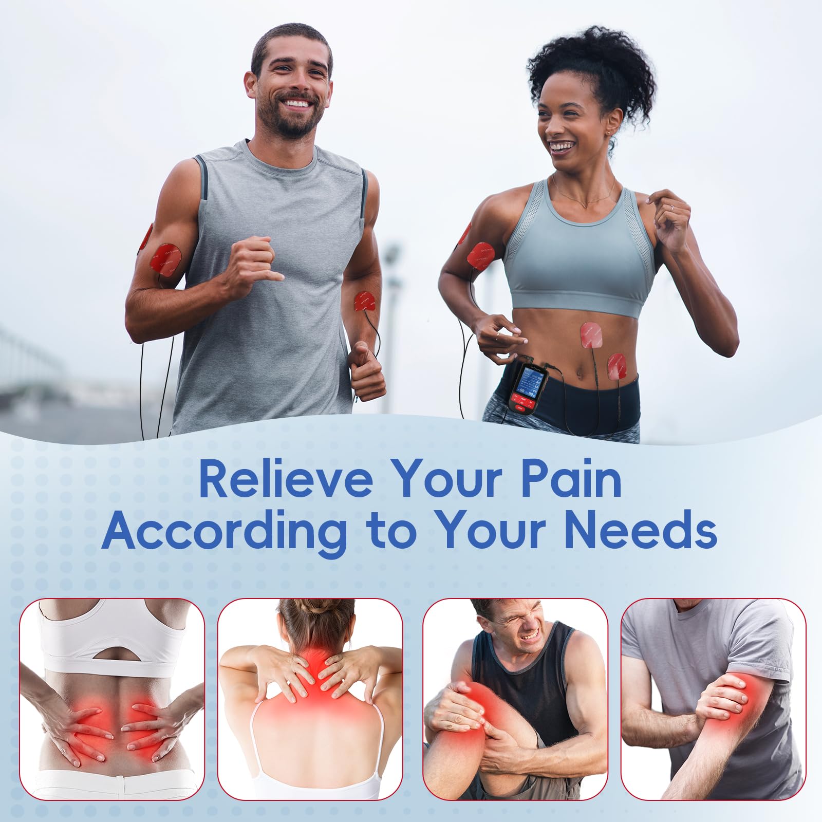 Comfytemp TENS Unit Muscle Stimulator for Back Sciatica Neck Pain Relief, 4 Therapy Waveforms Dual Channel TENS Machine — 30 Modes, Rechargeable Professional Electric Pulse Massager, 10 Electrode pads — Amazon image 8