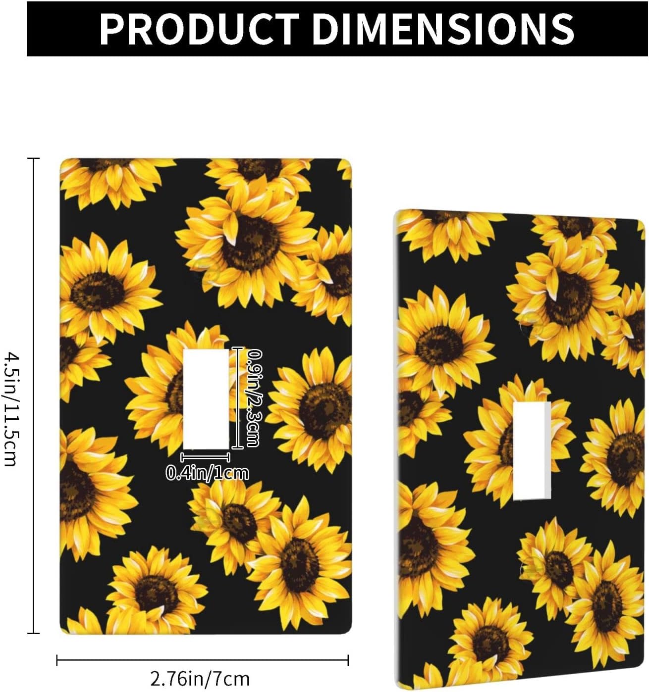 Sunflowers Black Vintage Paingting Light Switch Plate Cover Plastic Wall Plates Decor Print (Single Gang Toggle Switch)