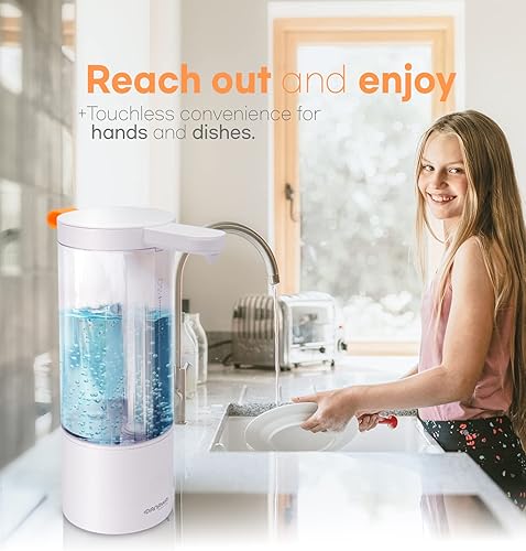 Miniatura 7 de Práctico dispensador automático de bomba de jabón líquido con sensor recargable sin contacto de 17 onzas, ajustado por la distancia del sensor