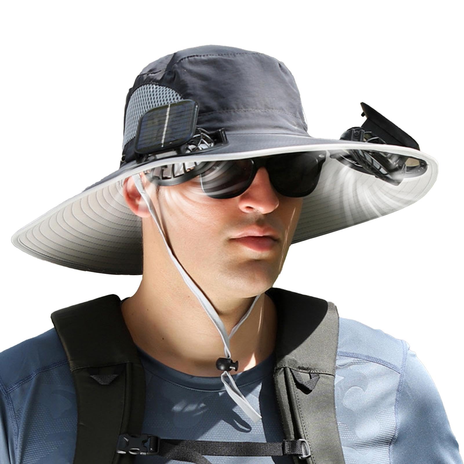 Cappello da Sole A Tesa Larga con Ventilatore Solare, Cappello da Ventilatore Solare per Uomo Donna, Cappello Sole Estivo per Ventilatore Solare, Cappellino Pesca con Ventola, Ricarica USB