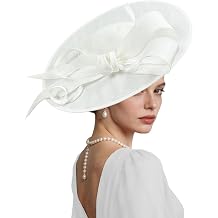 Kgromfy Fascinator Hat Women Wide Brim Tea Party Headband Elegant Church Hat Large Lady Headwear for Derby Wedding Cocktail