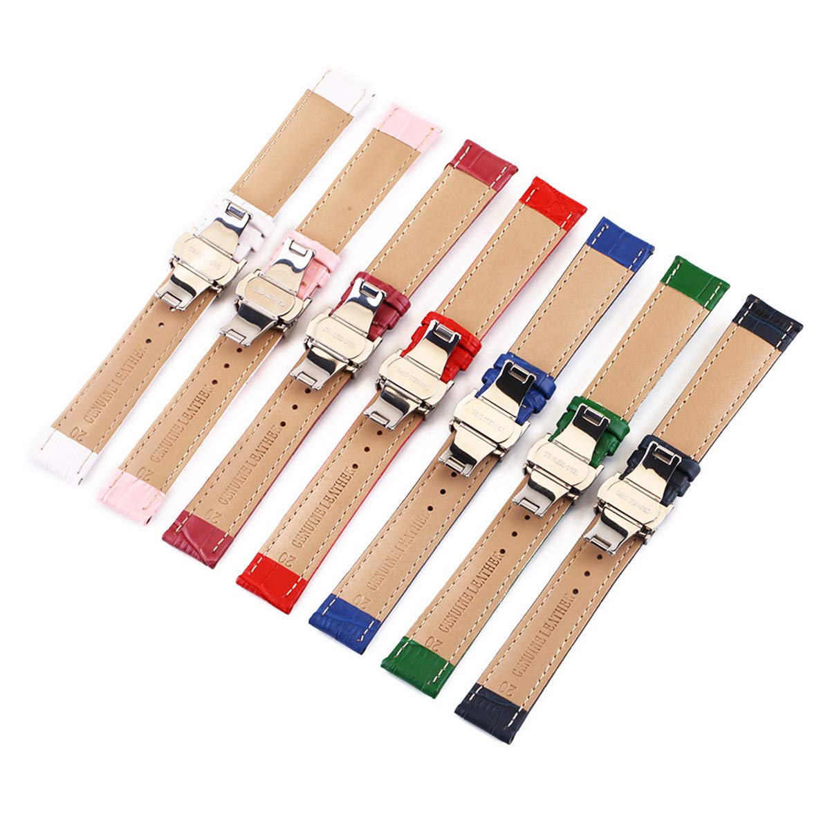 Bracelet de Montre en Cuir, Bracelet de Montre Unisexe en Cuir façon Crocodile, Disponible 12 mm / 13 14 15 16 17 18 19 20 21 22 24