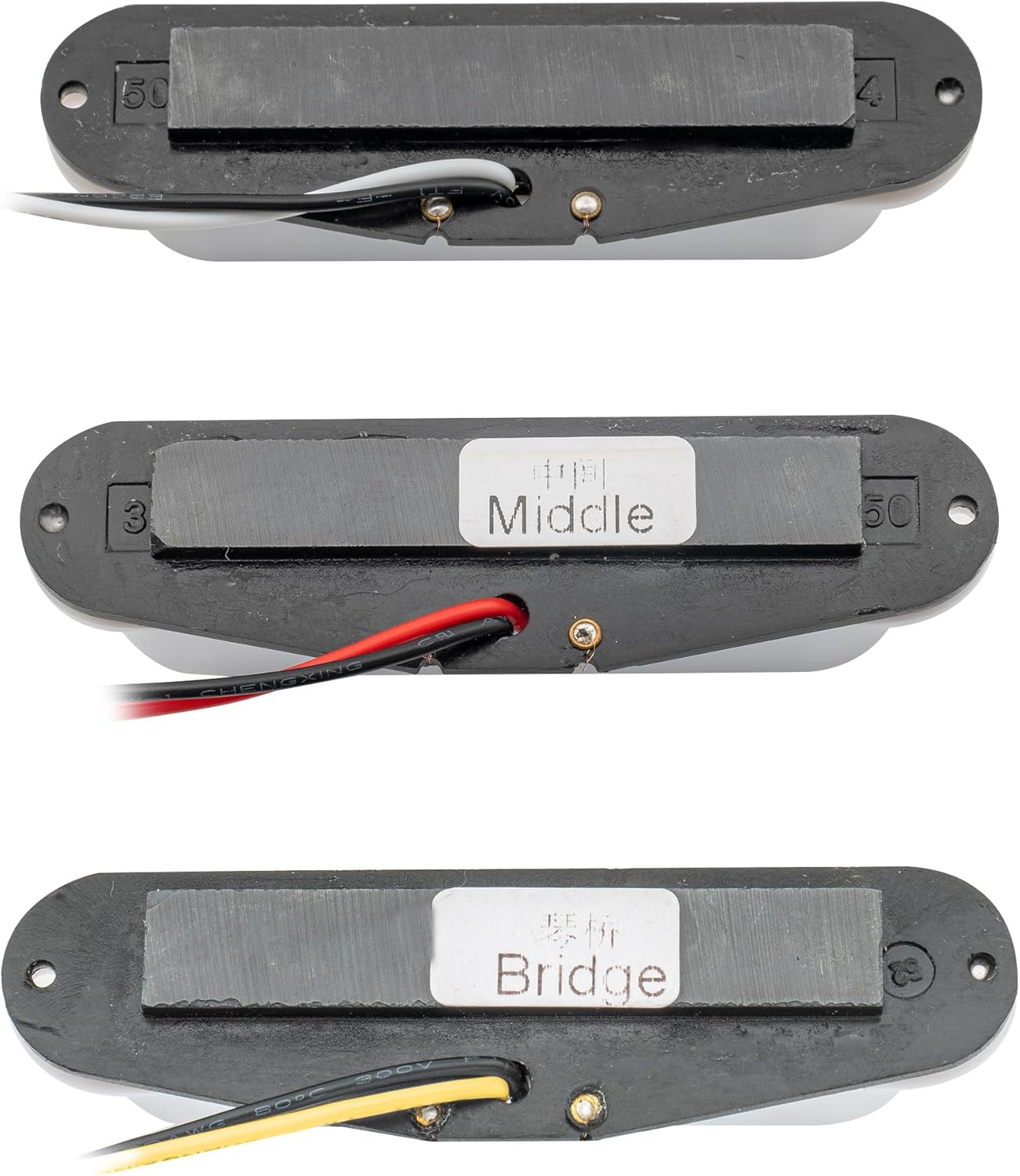Wilkinson High Output Ceramic Single Coil Pickups Set for Strat Style Electric Guitar, White