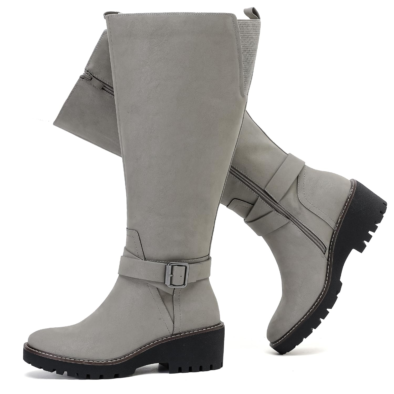 Luoika Womens Extra Wide Calf Knee High Boots Wide Width Slouchy Knee-High Boots