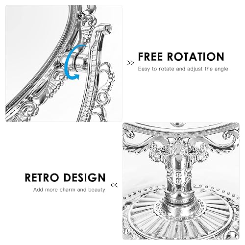 Miniatura 7 de SOLUSTRE Espejo de tocador de doble cara, espejo pequeño para decoración de habitación de niña, espejo de mesa con soporte, mesa portátil, tocador