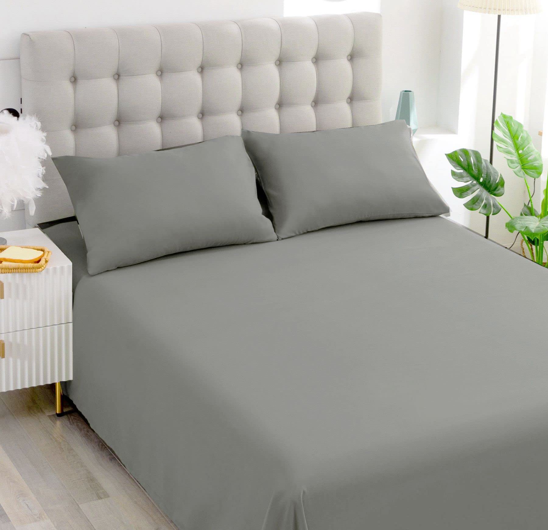 Ghooss Bedding Flat Sheets,Premium Soft Brushed Microfiber Farbic,Hypoallergenic,Wrinkle Resistant,6 Pack(Gray,Queen)