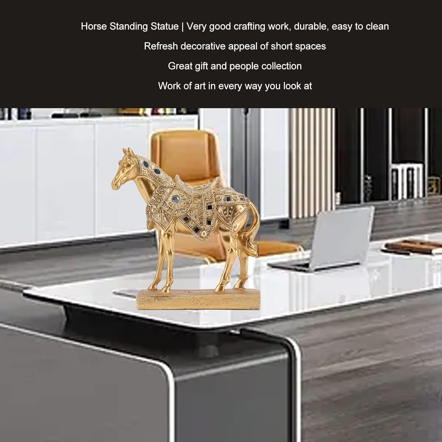 Amazon.co.jp: 置物・オブジェ 高級彫像ゴールド馬の置物樹脂馬アート