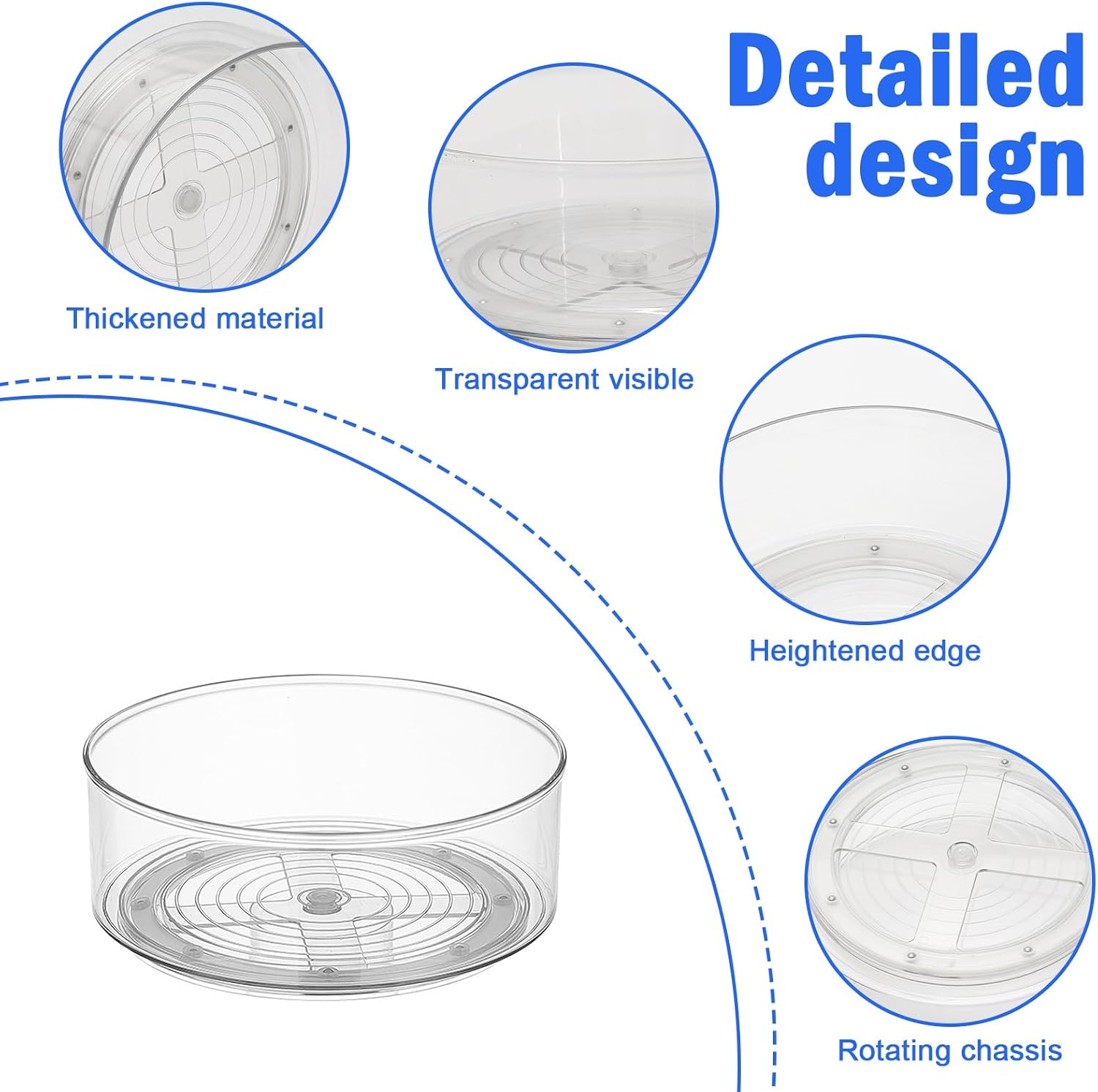 Lazy Susan Turntable Organizer, Plastic Round 360° Medicine & Vitamin Storage Tray, Rotating Pill Bottle Organizer for Bathroom Cabinet, Pantry, Kitchen Countertop, Vanity, Clear