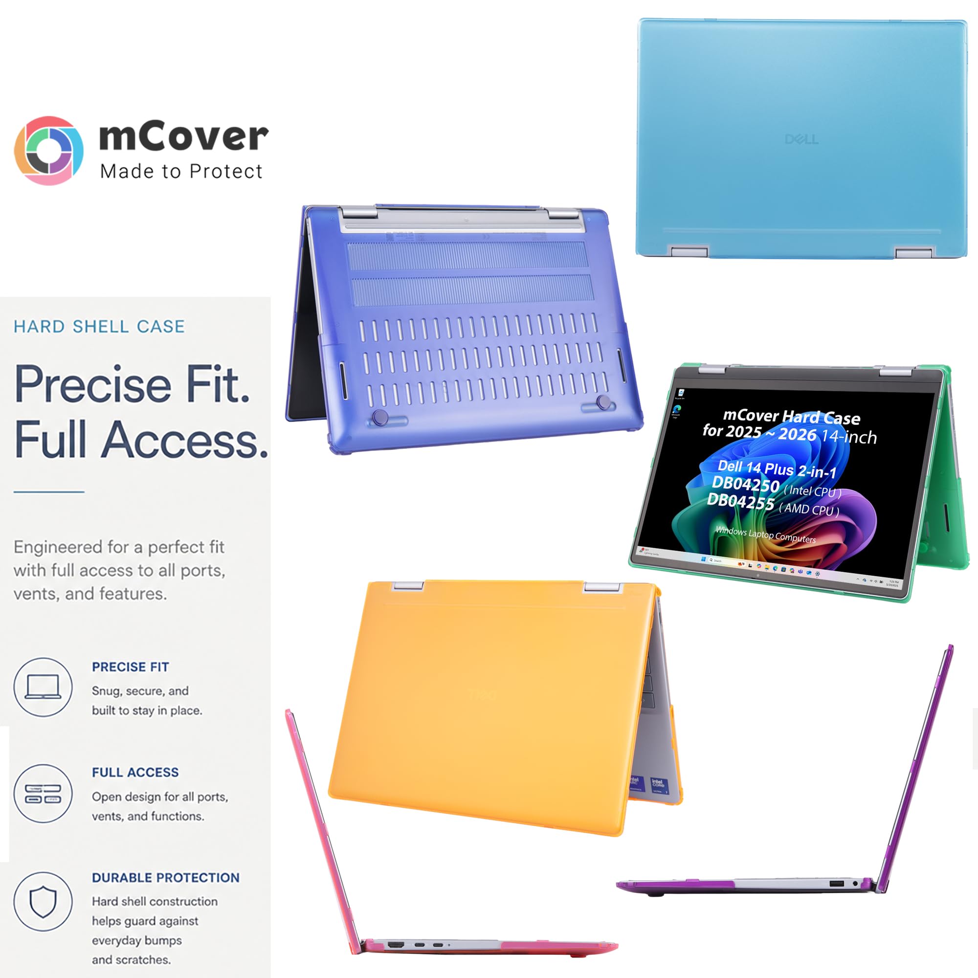 mCover Etui kompatybilne tylko z laptopem z systemem Windows 2025-2026 35.6 cm Dell 14 Plus 2 w 1 DB04250 / DB04255 Windows Laptop PC (nie pasuje do innych modeli Dell) - przezroczyste