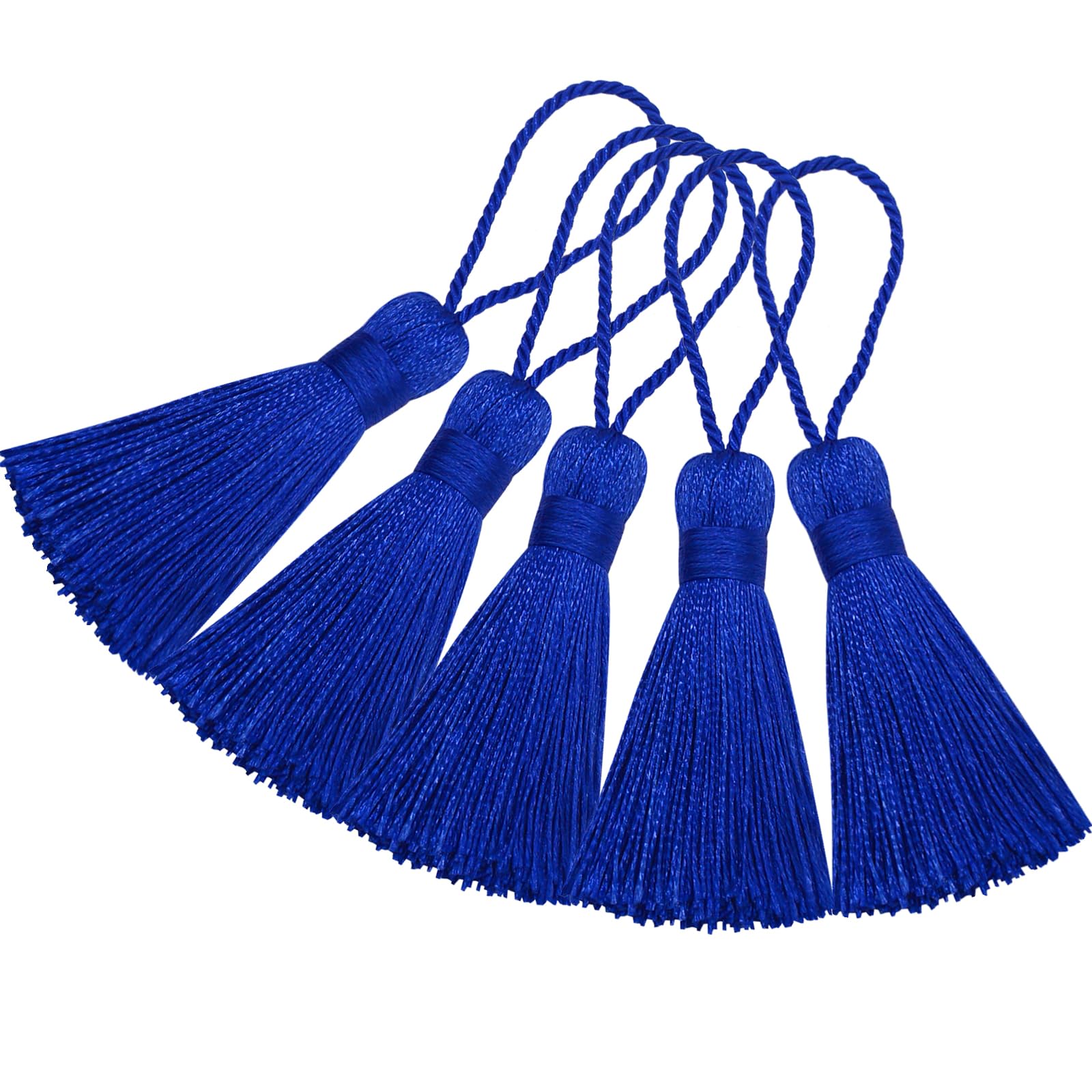 Handmade Bookmark Tassel DIY Craft: 20pcs Mini Silky Chinese Knot Pendant with Cord Loop for Jewelry Earrings, Garland, Graduation, Party, Keyring and Small Home Hanging Decoration (Royal Blue)