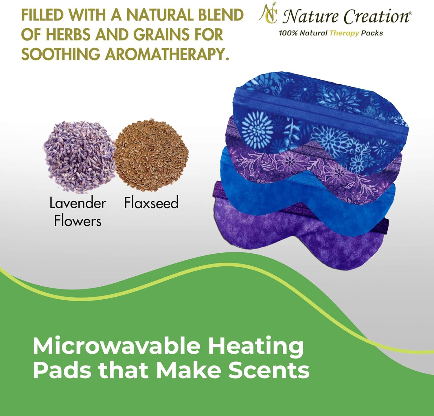 Nature Creation Lavender Aromatherapy Sleeping Eye Mask Pillow - Weighted Eye Mask for Sleeping, Relaxation, Yoga and Stress Relief - Cold Therapy Eye Masks for Women, Men - Blue Marble 2 Eye Masks