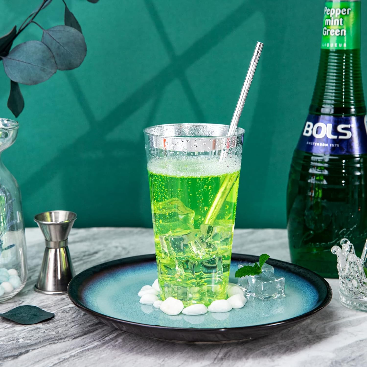 LIYH 100 Pcs 16 oz Silver Plastic Cups - Clear Plastic Tumblers with Silver Rim Big Size Fancy Disposable Clear Cups for Party & Wedding - Image 3