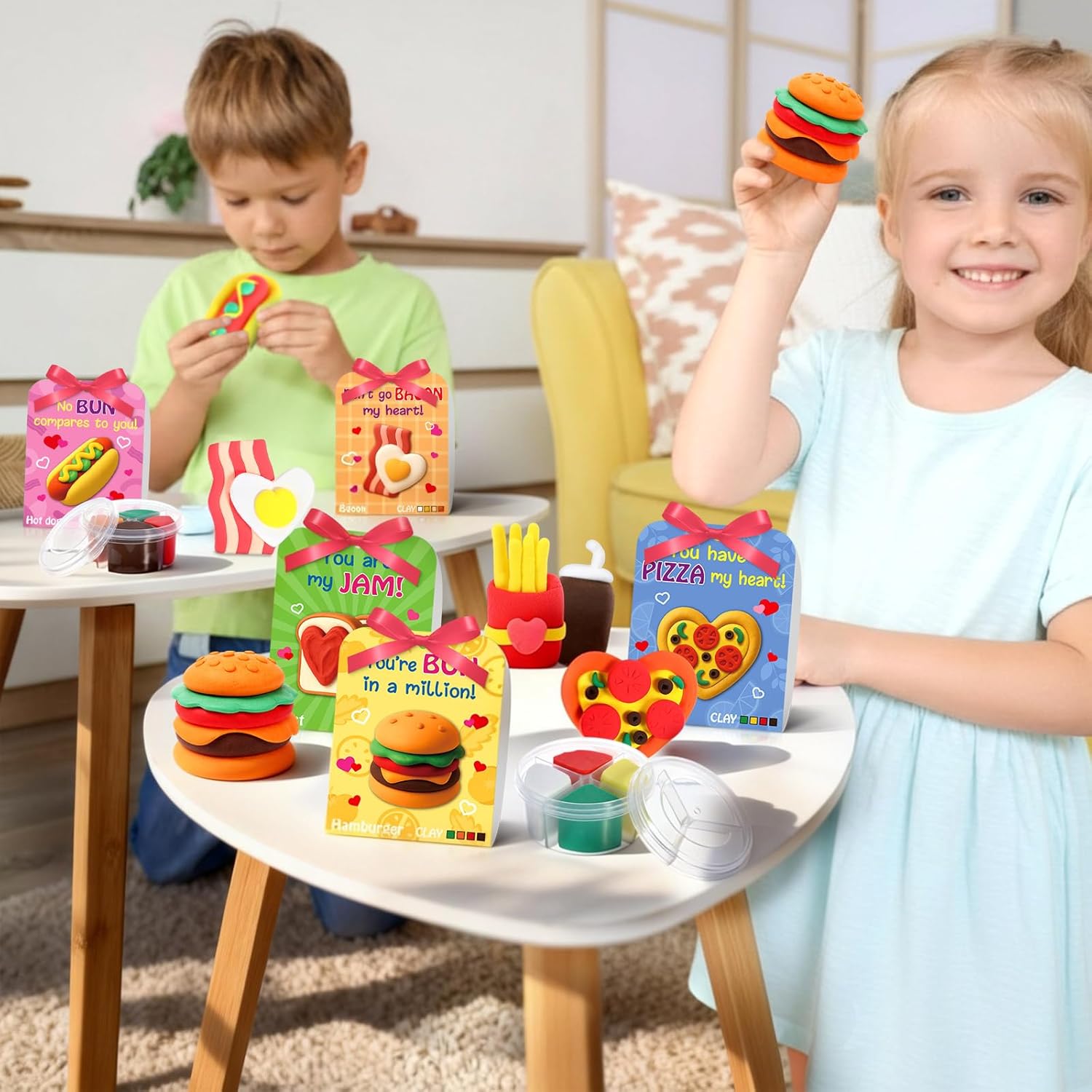 Capoda 18 Sets Food Themed Air Dry Clay Kit for Kids Fast Food Craft Kit Gifts DIY Modeling Clay Art Crafts Set for Kids Party Favors School Prizes Classroom Exchange Gift Toys Fun Activities