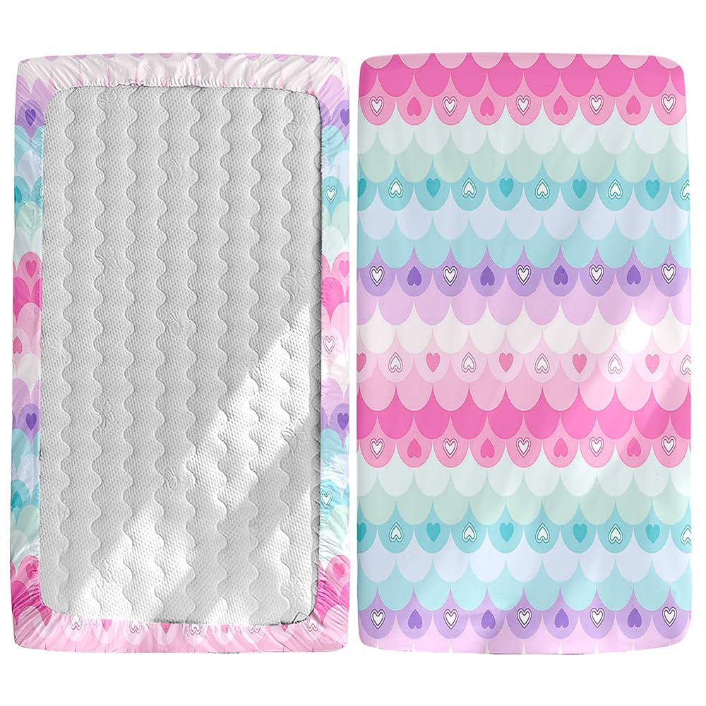 Morbuy Next to Me Crib Sheets, Soft Microfiber Moses Basket Sheets, Girl Cot Bed Sheets, Breathable Travel Cot Sheets Easy Care Toddler Bed Sheets (Heart,140x70cm) โ image 1