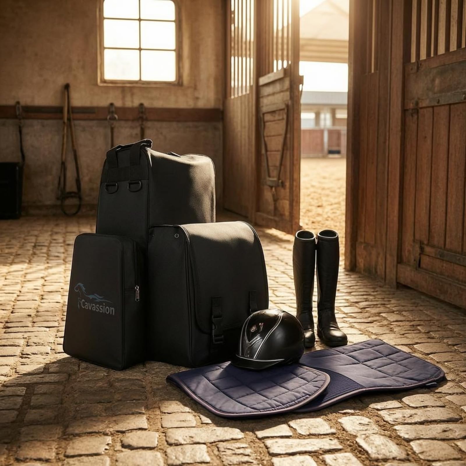 MagiDeal Borsa Equestre Organizzazione Attrezzatura Borsa Portaoggetti Borsa da Borsa da Maneggio con Struttura Rigida con E Cerniera Adatta per Spostamenti tra Lezioni di Equitazione