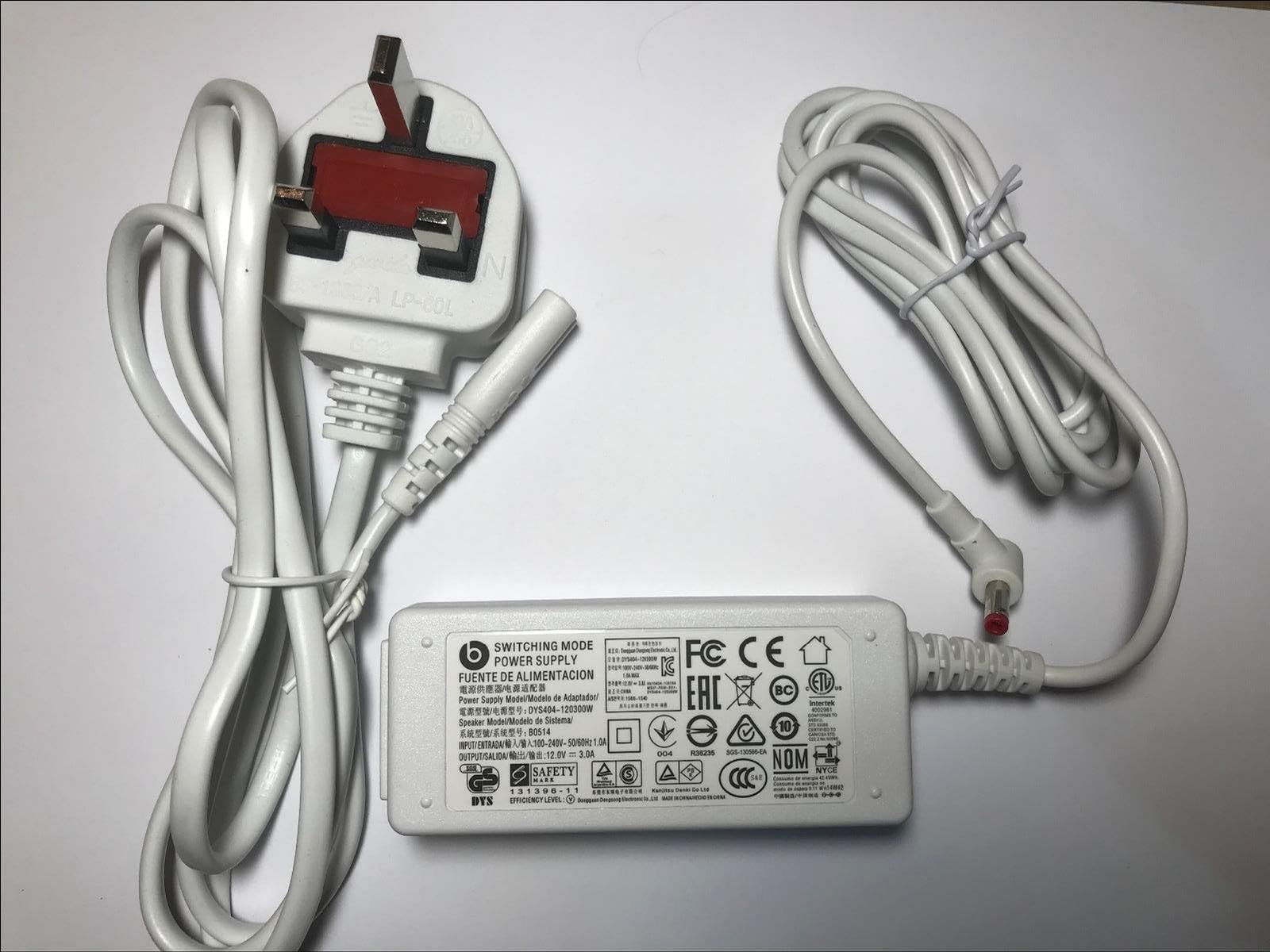 Replacement for White Beats Pill XL Switching Mode Power Supply DYS404-120300W 12.0V 3.0A B0514