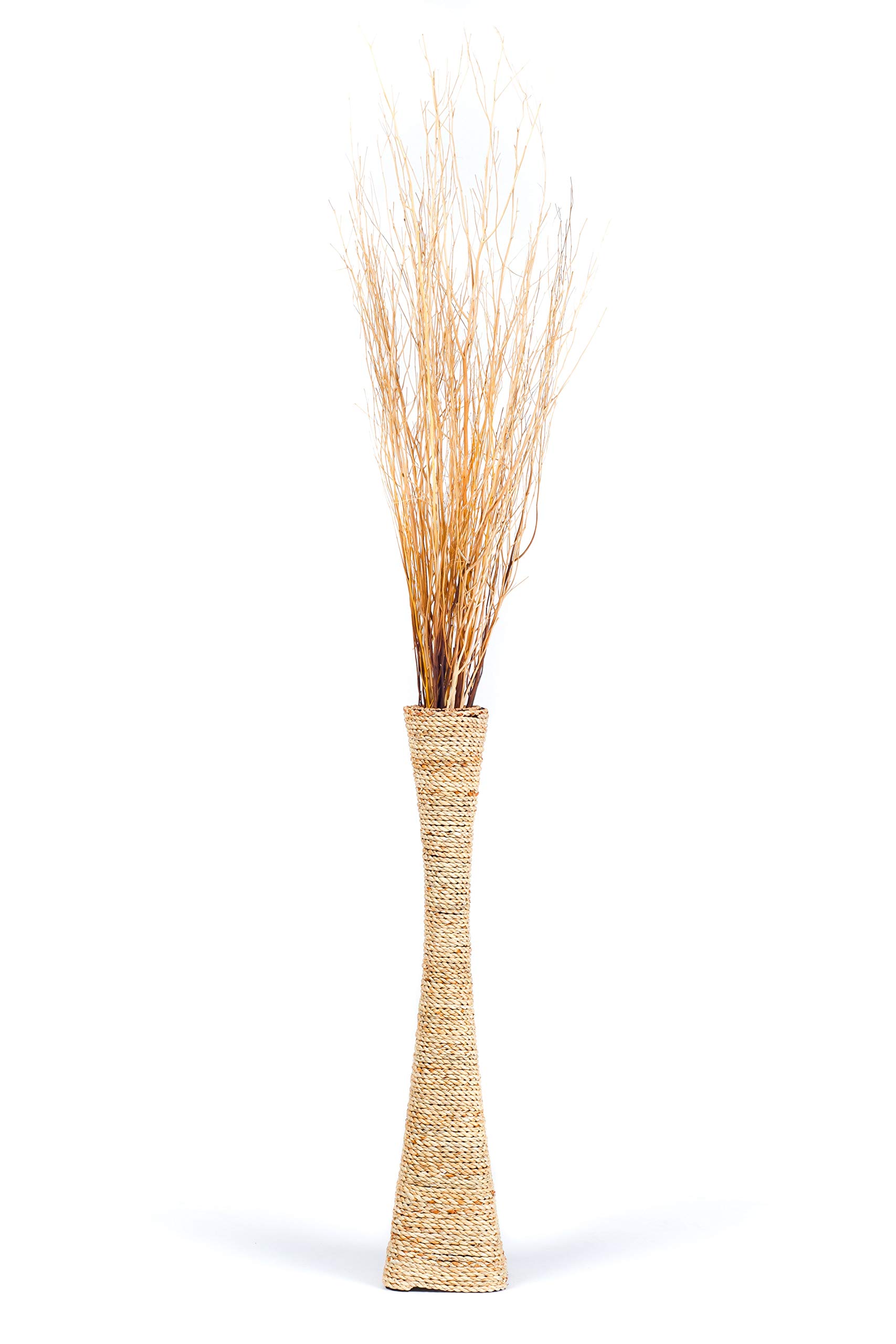 Leewadee Grande Vaso da Terra 70 cm - Alto Vaso in Water Hyacinth écru per Decorazione Soggiorno