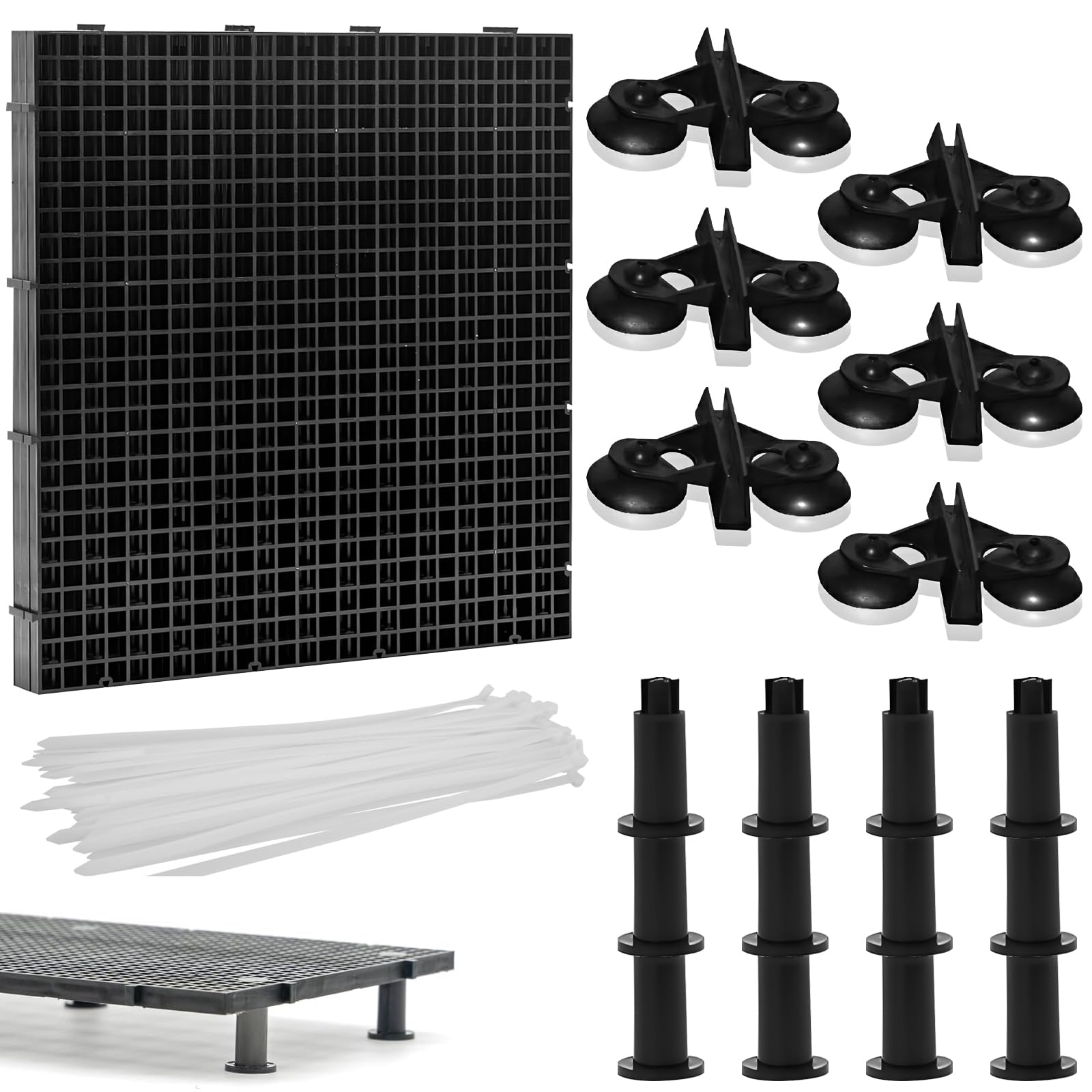 31 Pcs Plastic Egg Crate Set, 11.8"x11.8" Fish Tank Divider for DIY Filtration Bottom Protection & Aquascaping, Black