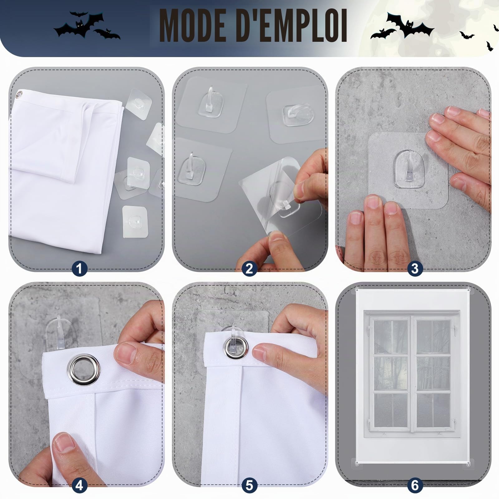 Oudain Lot de 2 écrans de Projection arrière en Polyester Blanc Mat translucide, pour Halloween, Noël, intérieur et extérieur, avec matériel de Montage - 101,6 x 152,4 cm