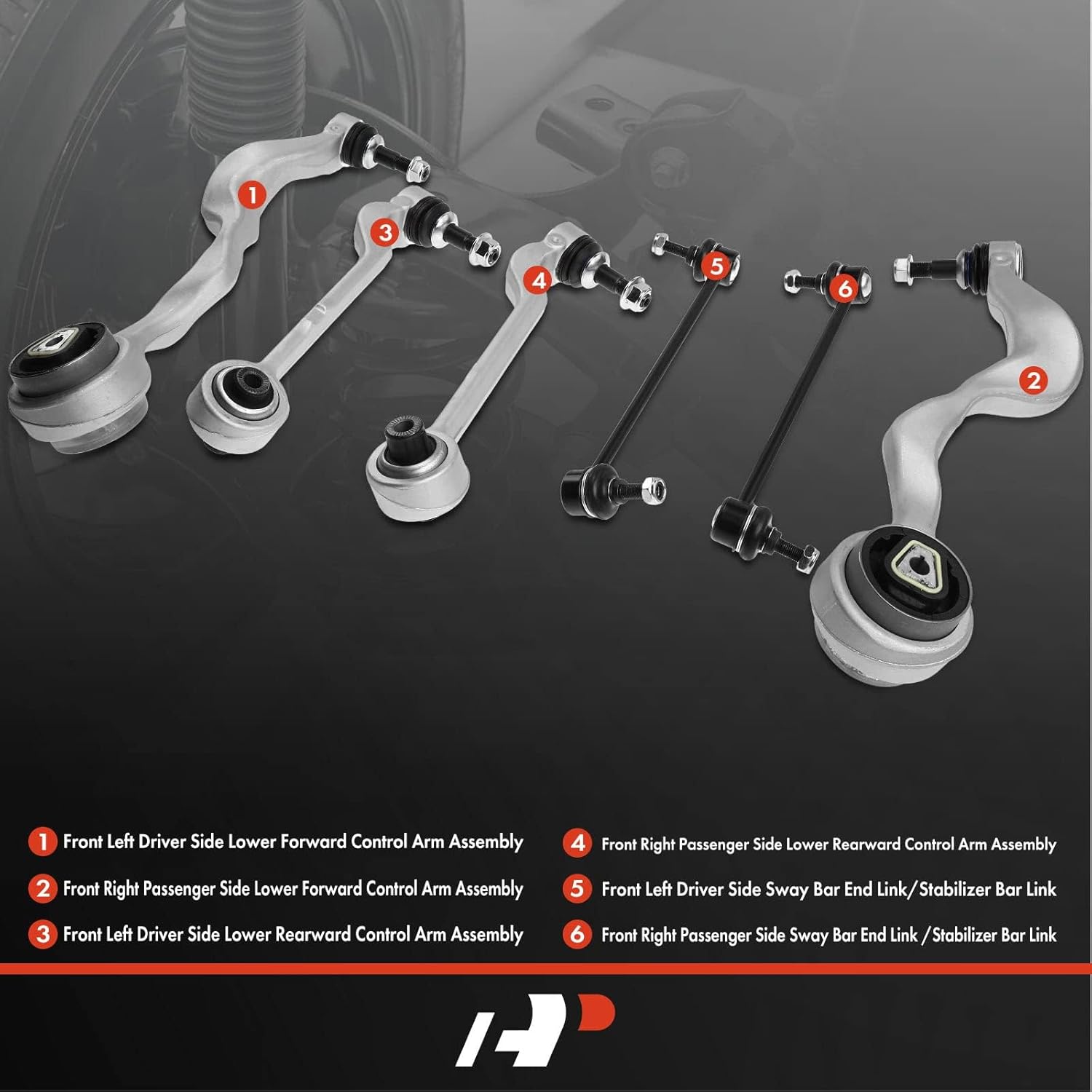 A-Premium Set of 6, Front Lower Control Arm, Sway Bar Link, Compatible with BMW 323i 2006-2010, 325i/330i 2006, 328i/335i 2007-2013, 335d 2009-2011, 335is 2011-2013, 128i/135i 2008-2013, X1 2013-2014
